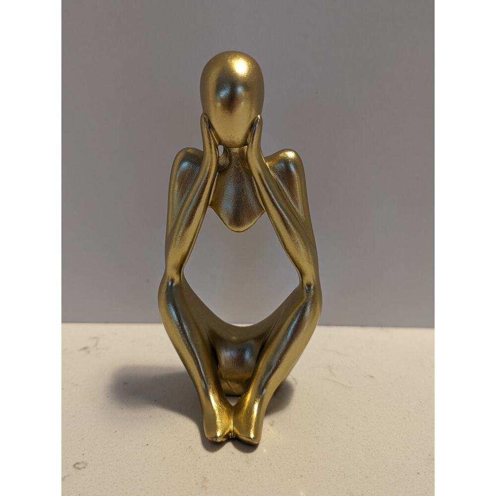 3 Gold Thinker Statues Abstract Art Decor Modern Collection Minimalist - Picture 8 of 13